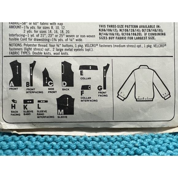 Simplicity 8446 Sewing pattern jacket shacket pattern 1980s size 10 12 14 - Picture 6 of 6